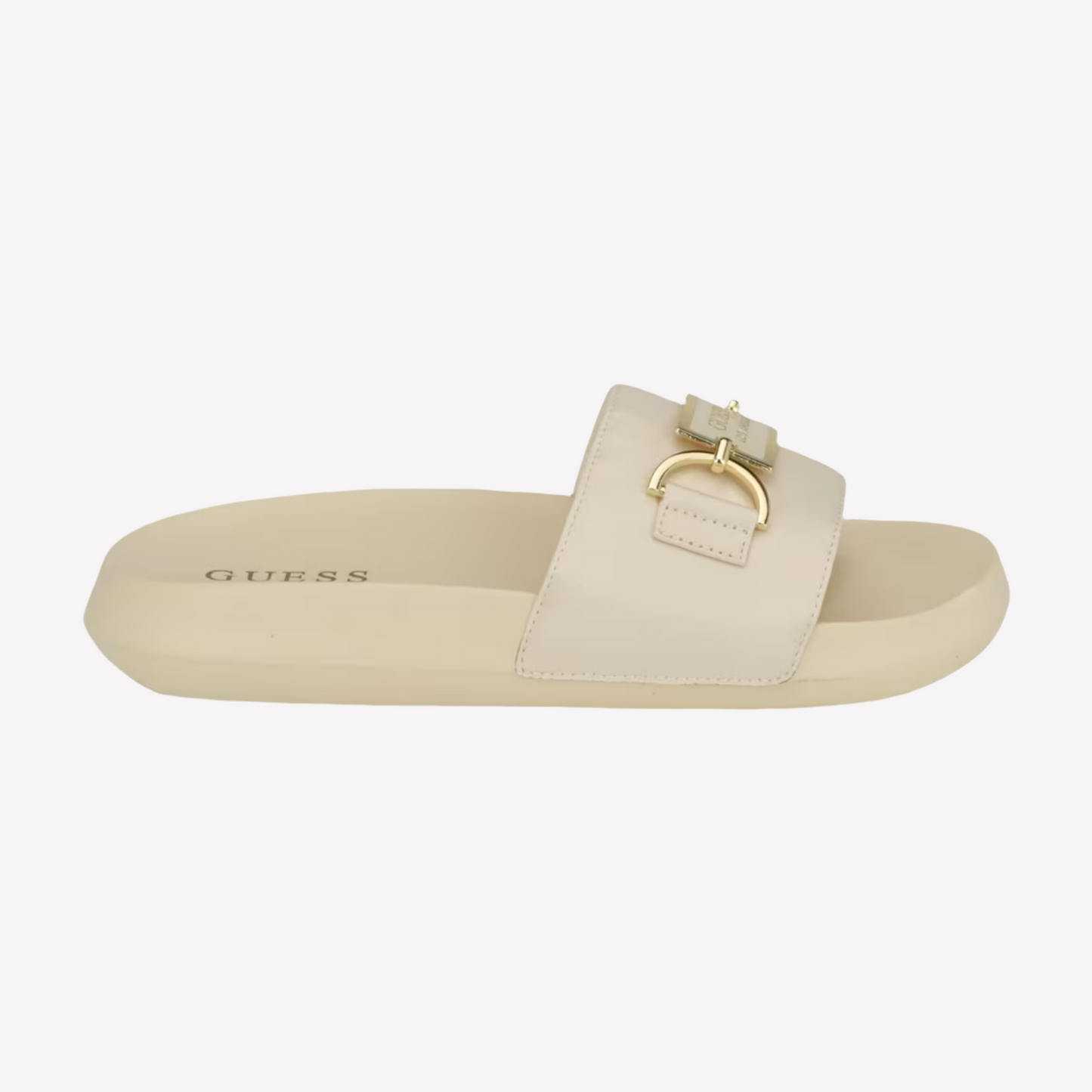 Guess Women Satin Pool Slides - Off White