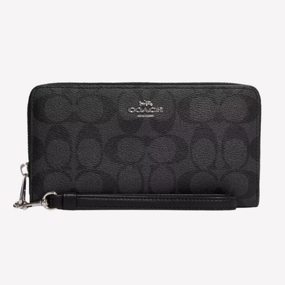 COACH Long Zip Around Wallet in Canvas - Black