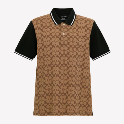 COACH Men Signature Polo - Khaki