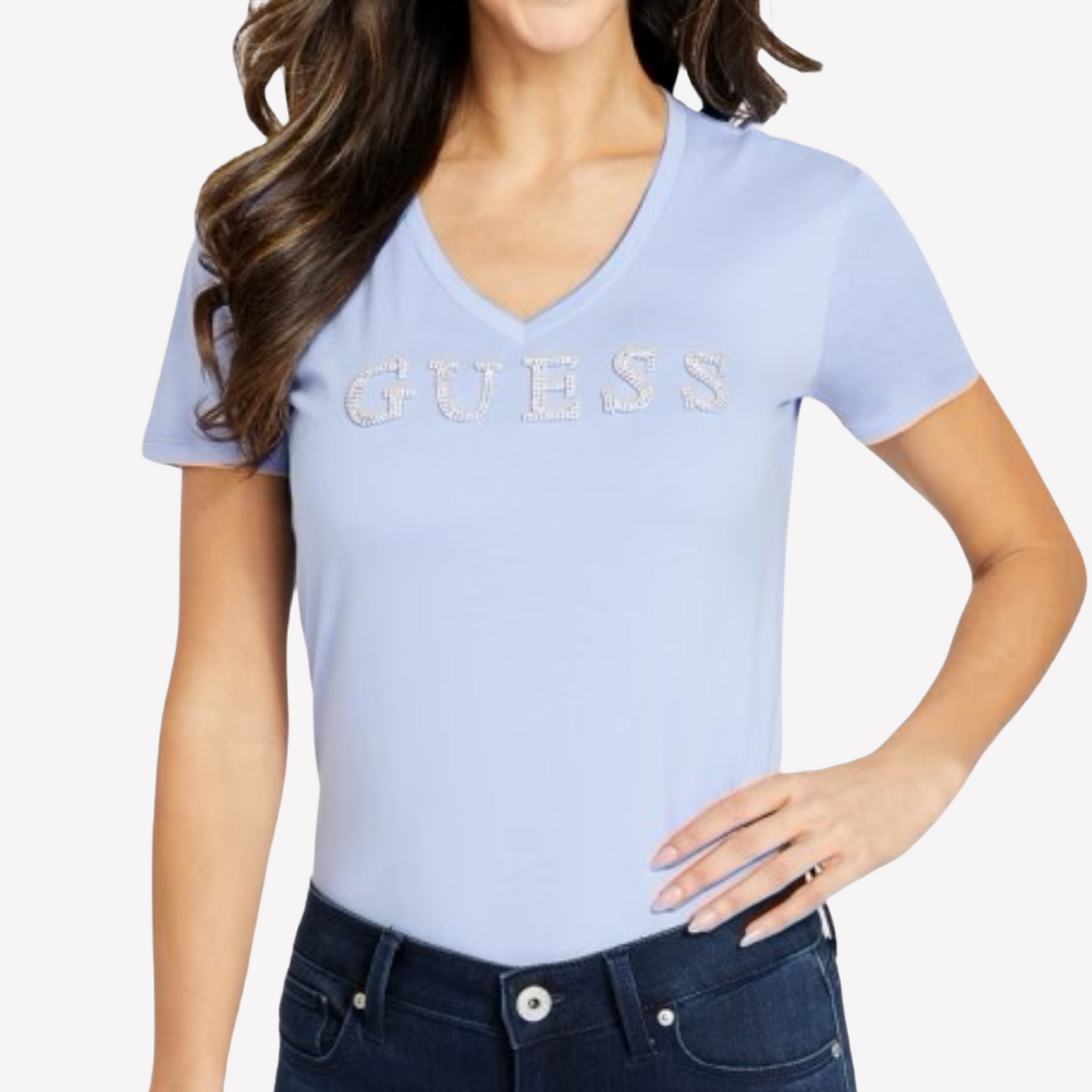 Guess Women Reina V-Neck Tee - Sky Blue