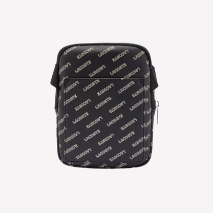 Lacoste LCST Logo Print Satchel - Black