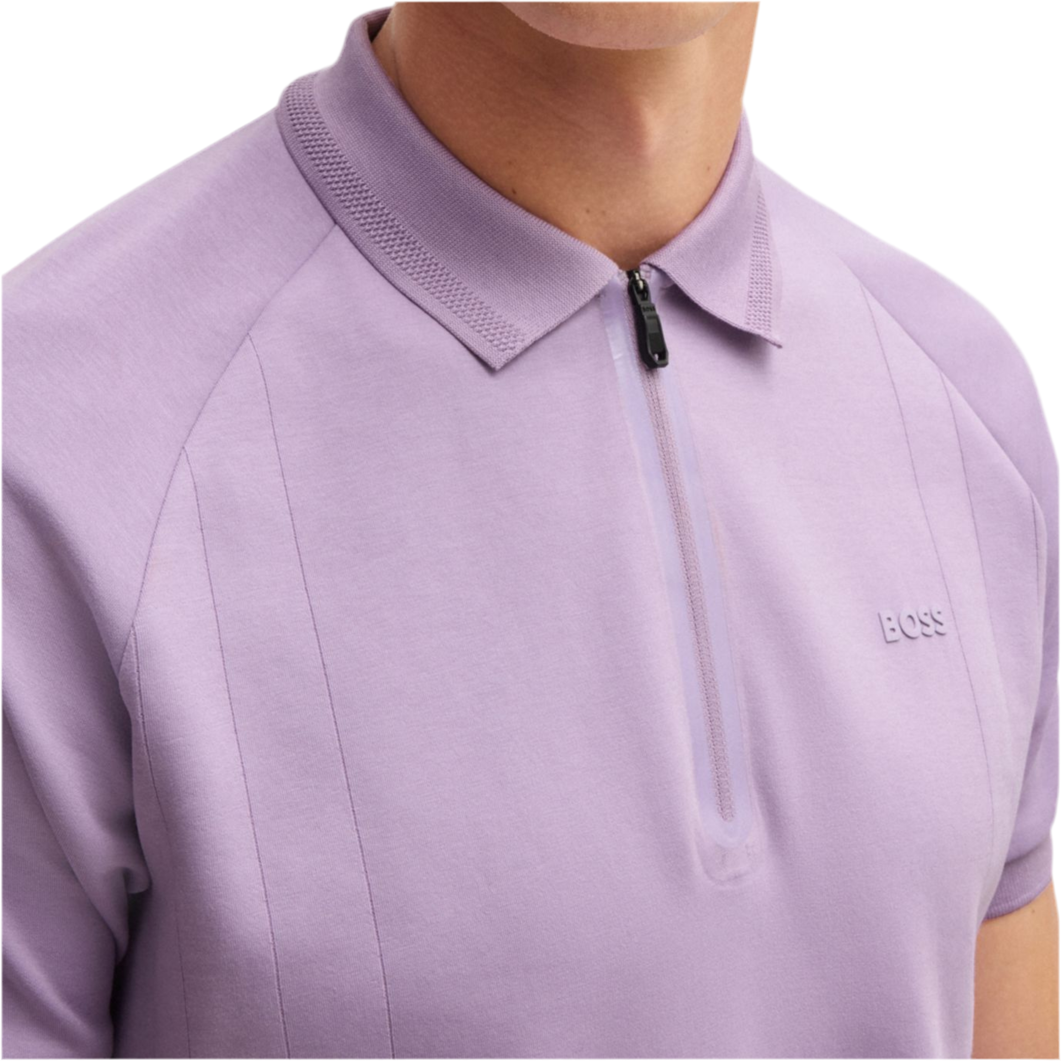 Hugo Boss Men Polo Shirt In Drop Needle - Light Purple