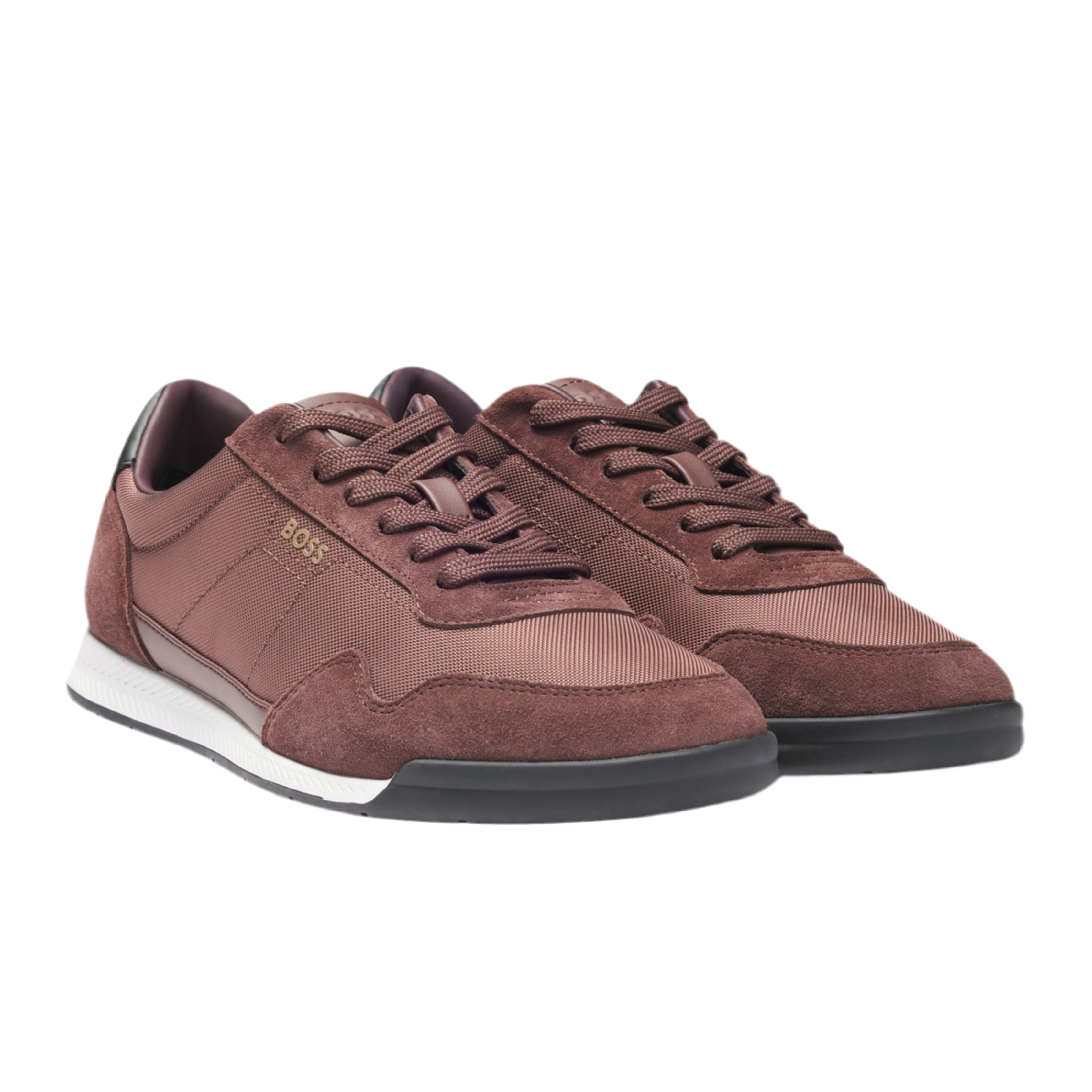 Hugo Boss Men Mixed Material Trainers - Dark Red