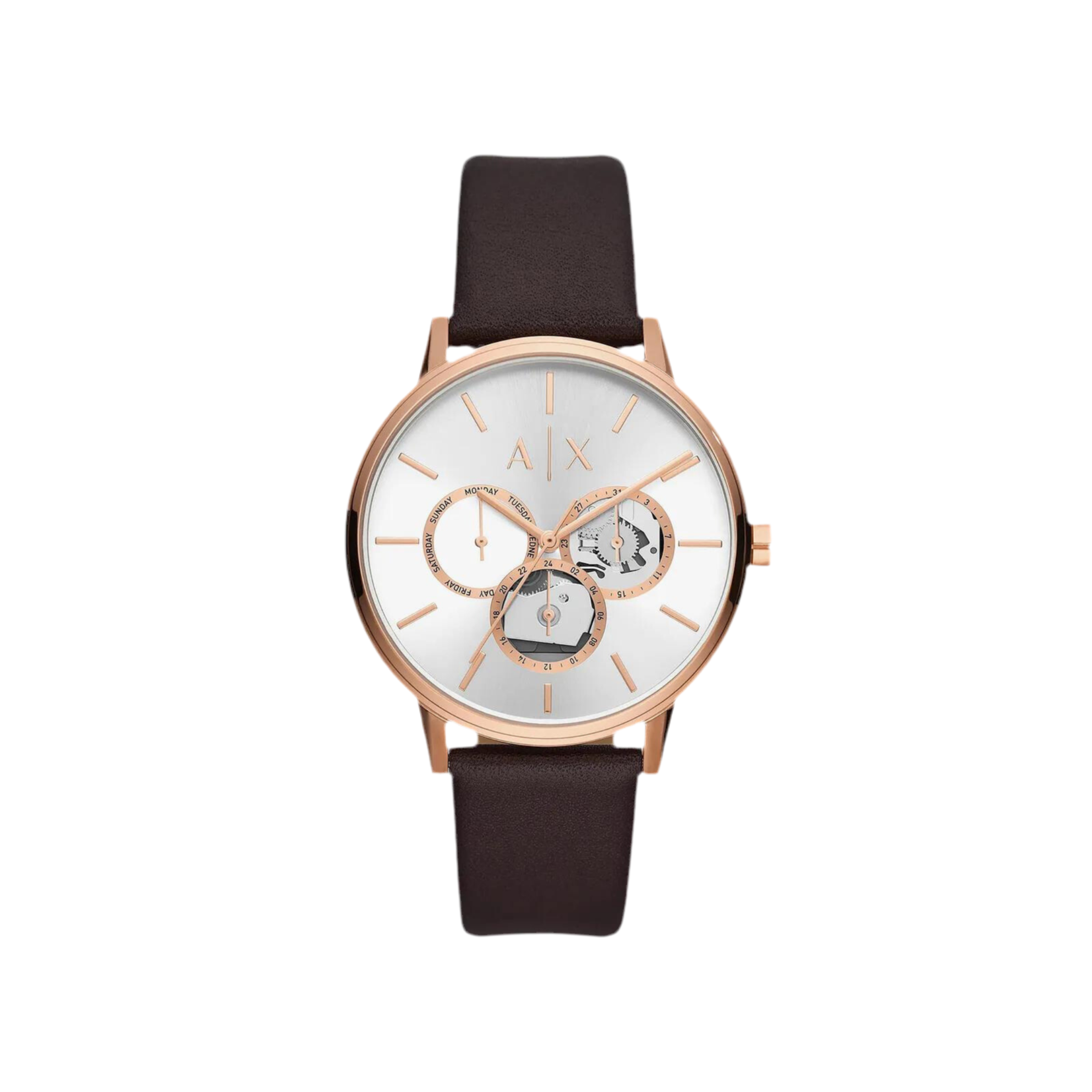 Armani Exchange Men Leather Strap Watch - Pattern