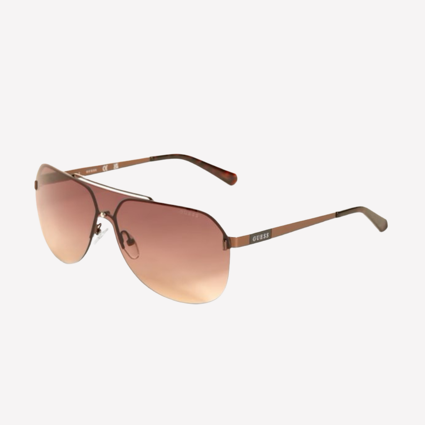 Guess Men Rimless Shield Sunglasses - Brown Leather