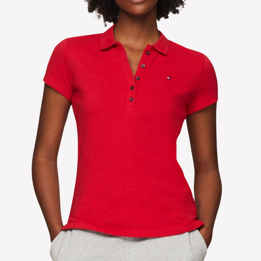 Tommy Hilfiger Women Slim Fit Stretch Cotton Polo - Primary Red