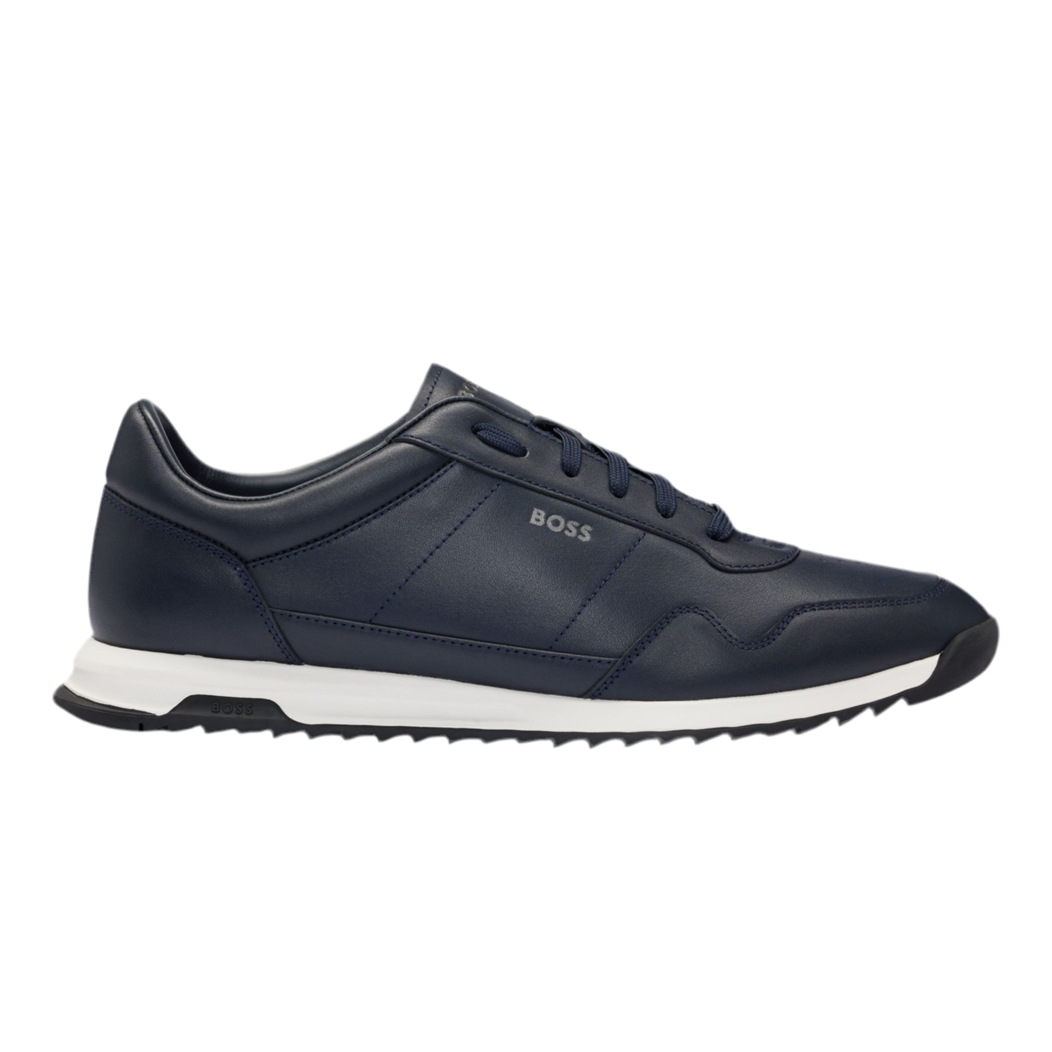 Hugo Boss Men Leather Trainers Knurled - Dark Blue