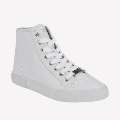 Guess Unisex Masons Canvas High-Top Sneakers - White