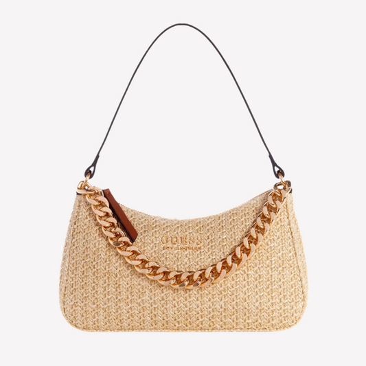 Guess Rembert Raffia Mini Shoulder Bag - Natural