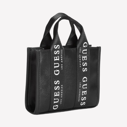 Guess Logo-Tape Mini Tote Crossbody - Black