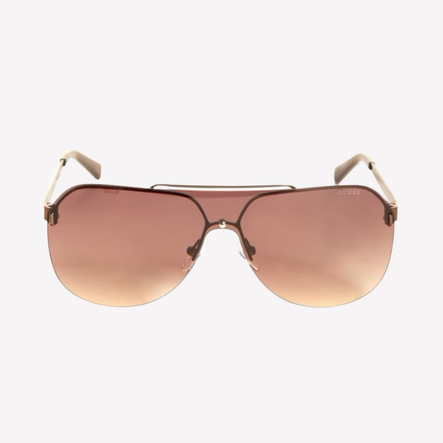 Guess Men Rimless Shield Sunglasses - Brown Leather