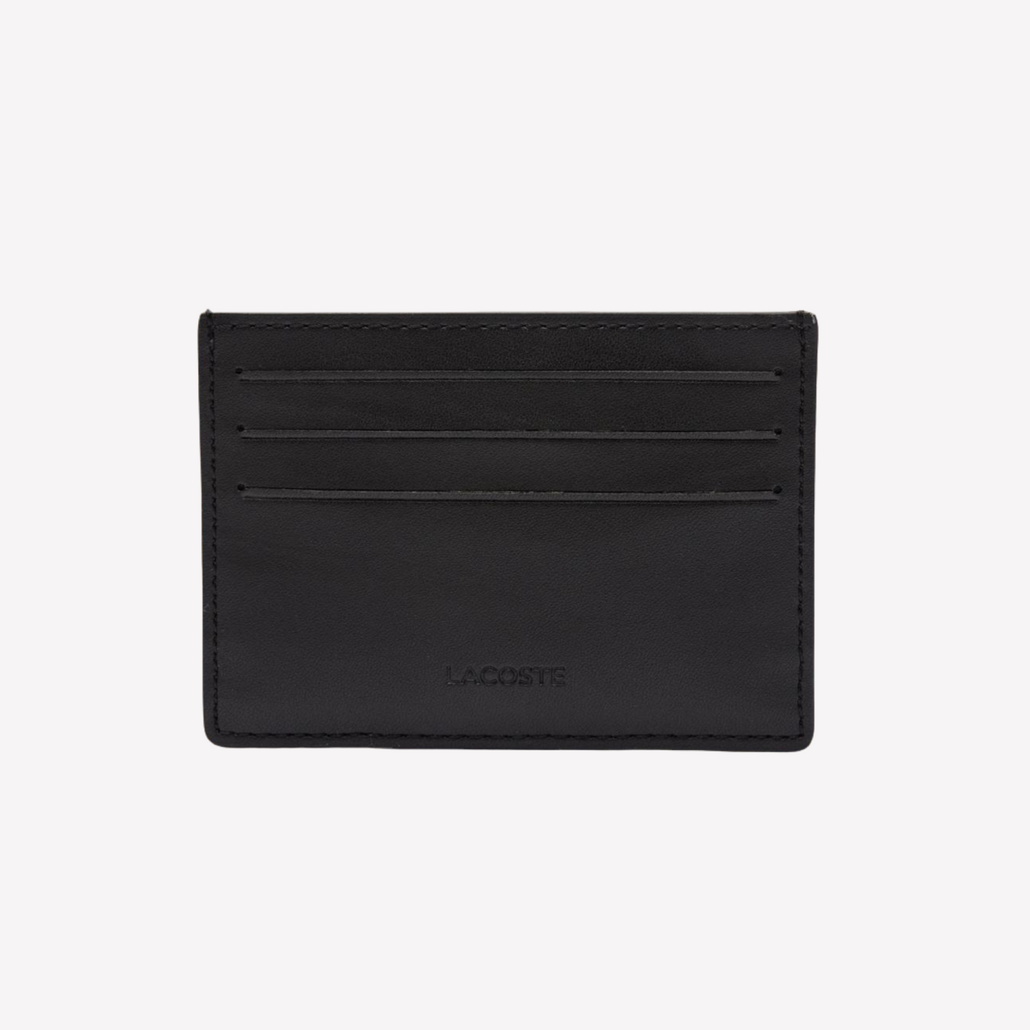 Lacoste Leather Monogram Print Card Holder - Black