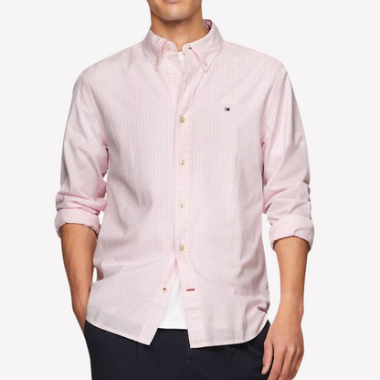 Tommy Hilfiger Men Regular Fit Gingham Poplin Shirt - Simple Pink