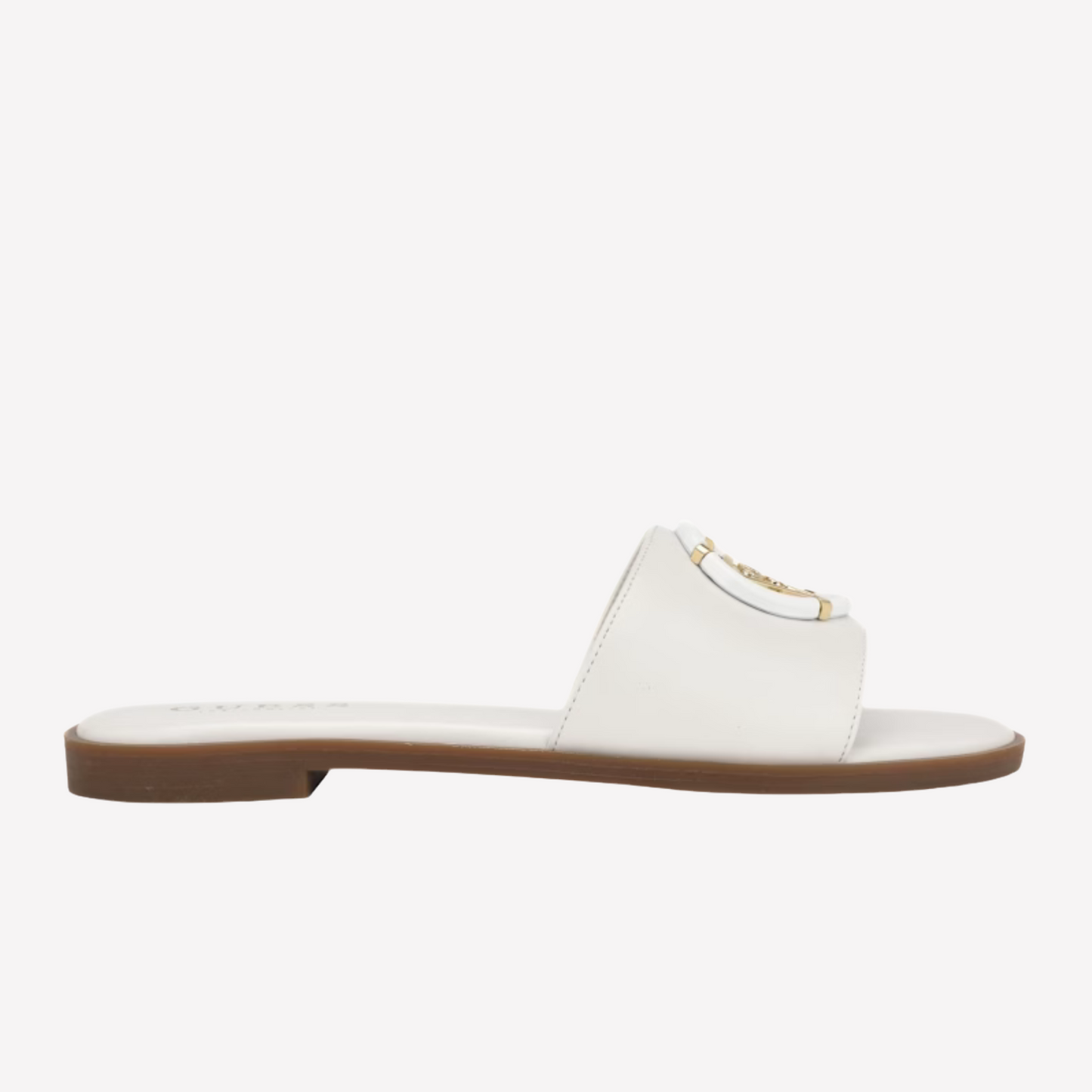 Guess Women Magnify Faux-Leather Beach Slides - White