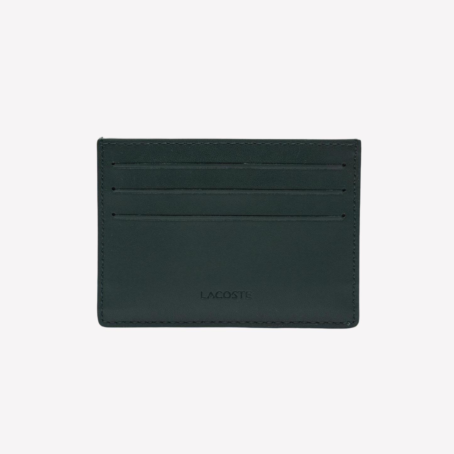 Lacoste Leather Monogram Print Card Holder - Sinople