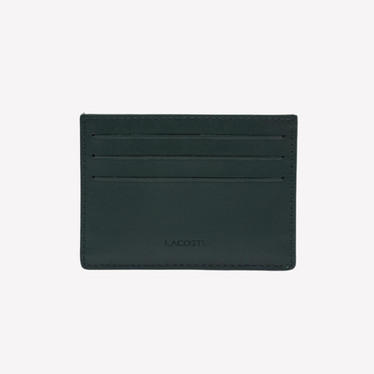 Lacoste Leather Monogram Print Card Holder - Sinople