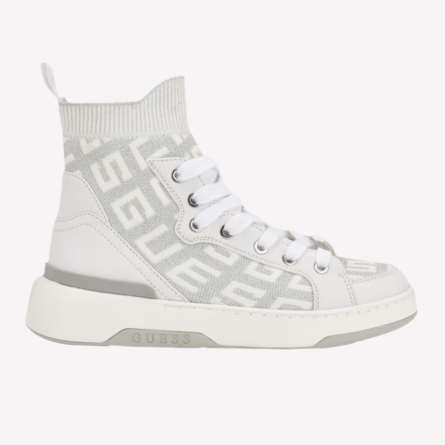 Guess Unisex Mannen Logo Knit High-Top Sneakers - Grey