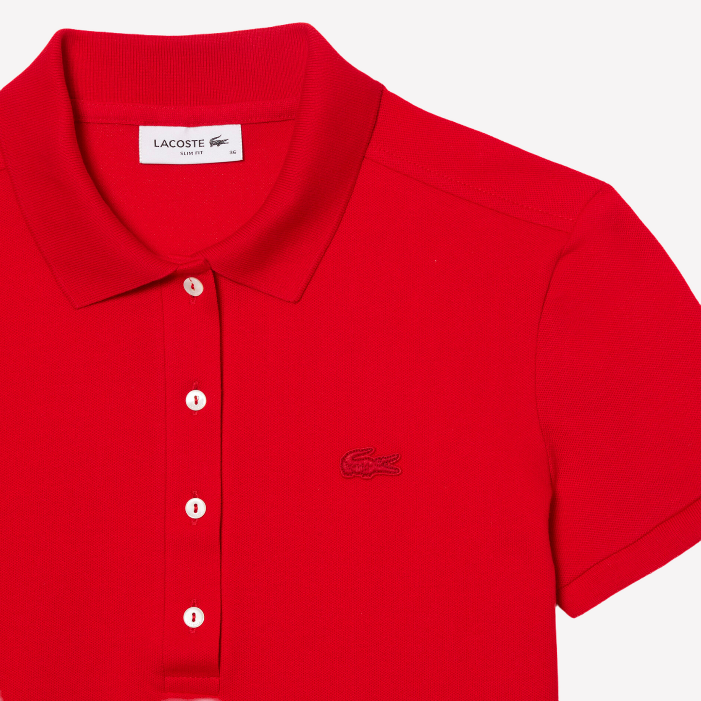 Lacoste Women L.12.D Slim Fit Stretch Mini Polo - Red