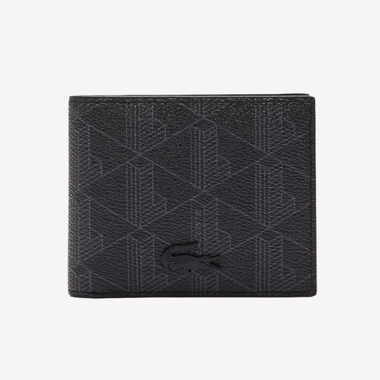 Lacoste Small Monogram Canvas Wallet - Black