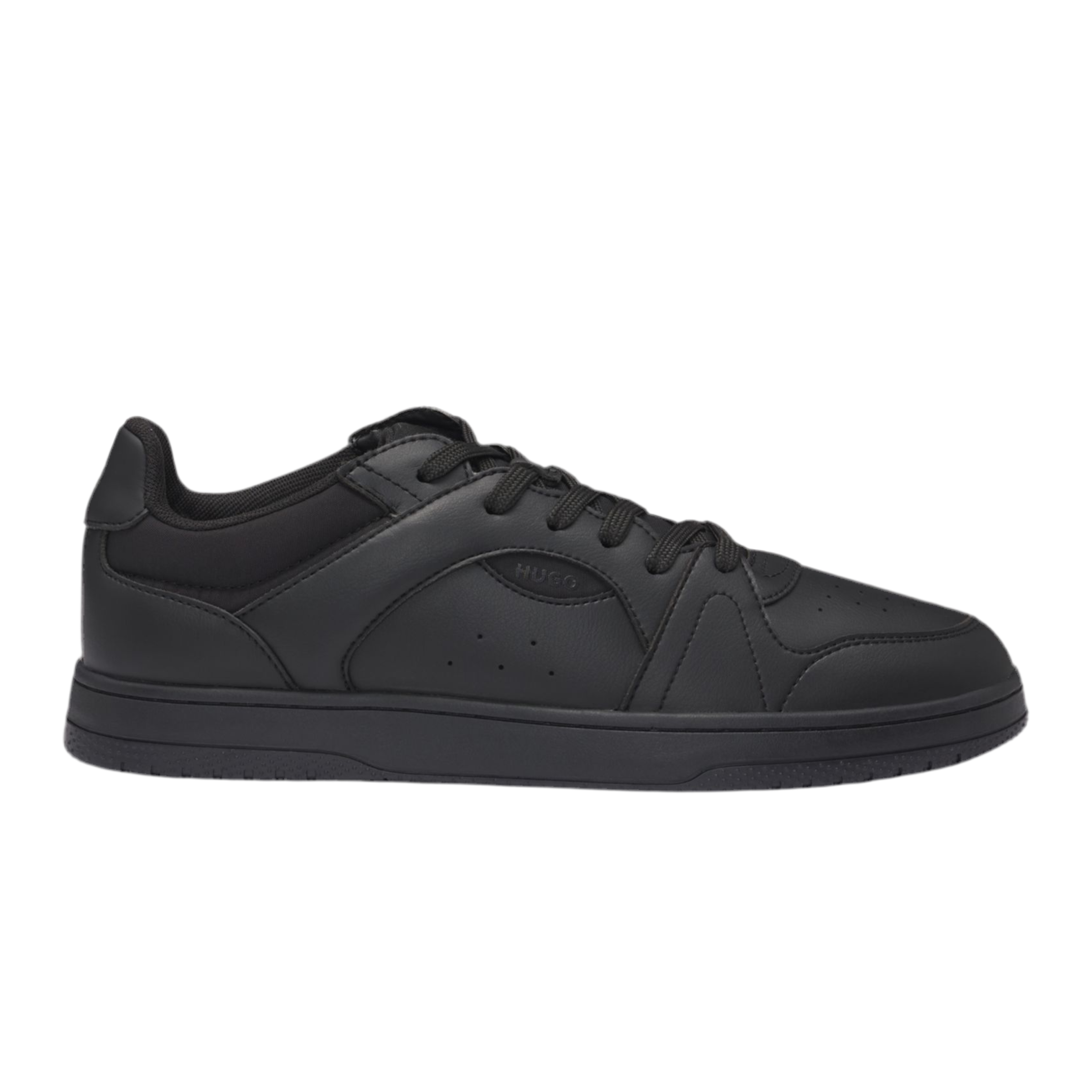 Hugo Boss Men Faux Leather Lace Up Trainers - Black