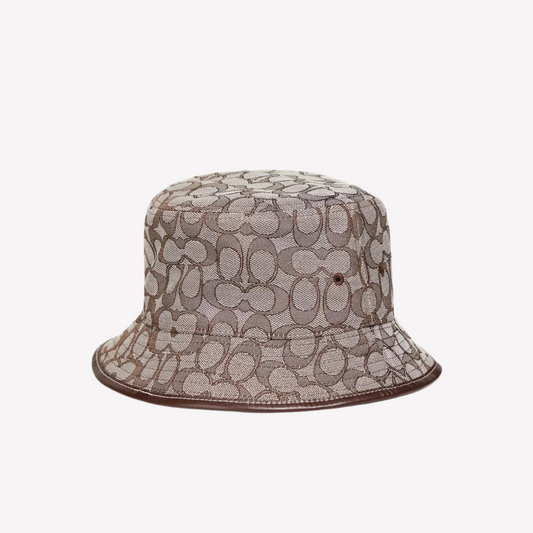 Coach Unisex Signature Jacquard Bucket Hat -  Stone Saddle