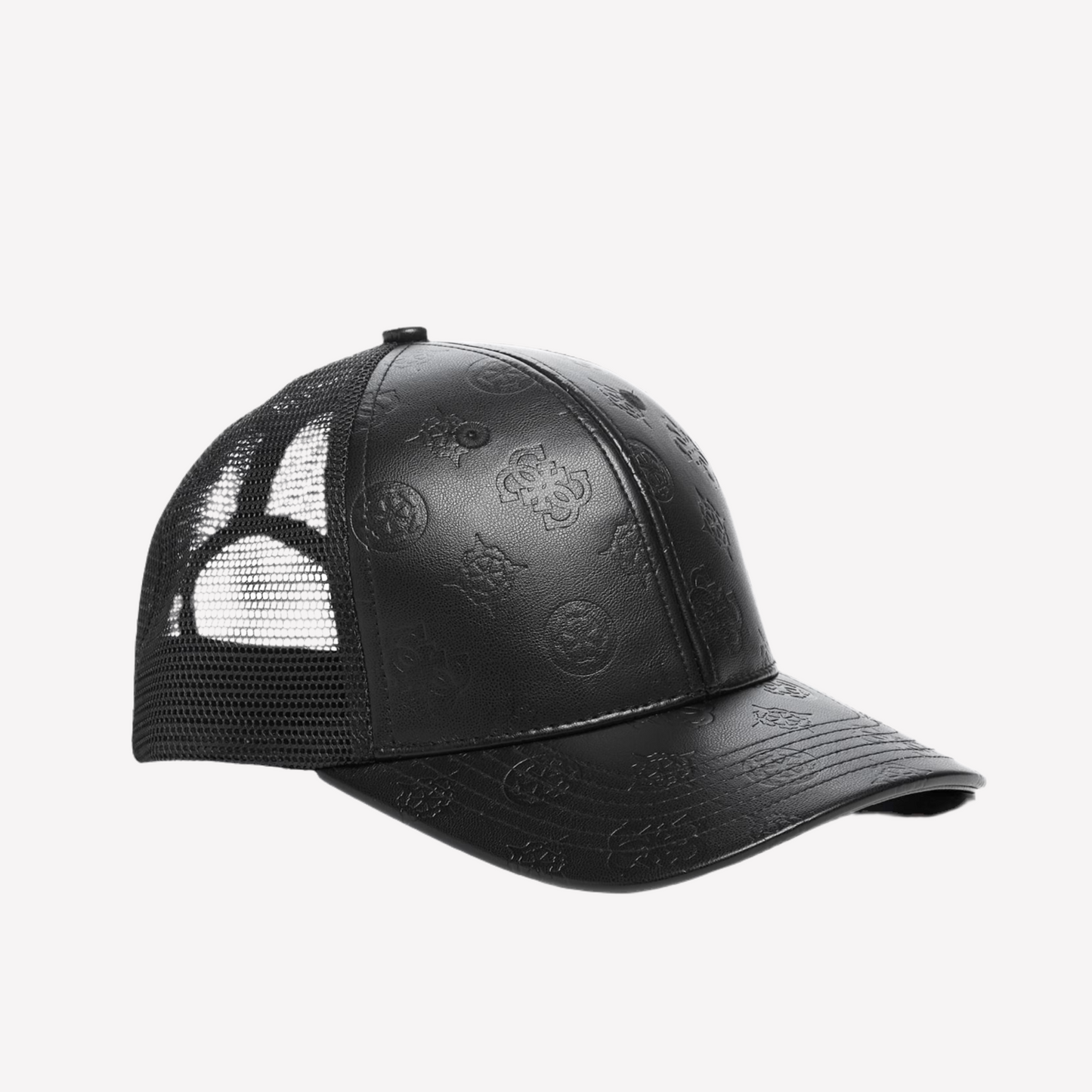 Guess Men Faux-Leather Peony Trucker Cap - Black