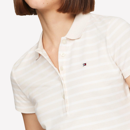 Tommy Hilfiger Women SLIM FIT STRIPE STRETCH COTTON POLO - Feather White Multi