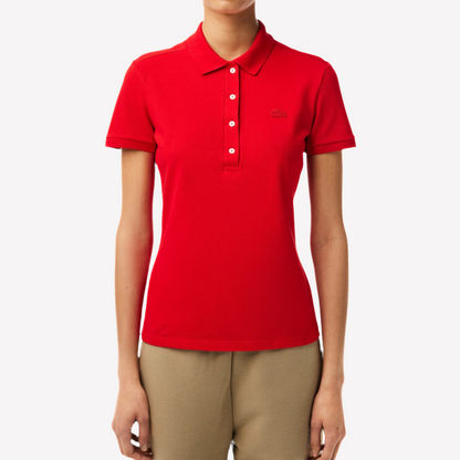 Lacoste Women L.12.D Slim Fit Stretch Mini Polo - Red