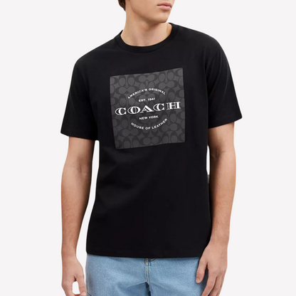 COACH Men Signature Square T Shirt In Organic Cotton - Black